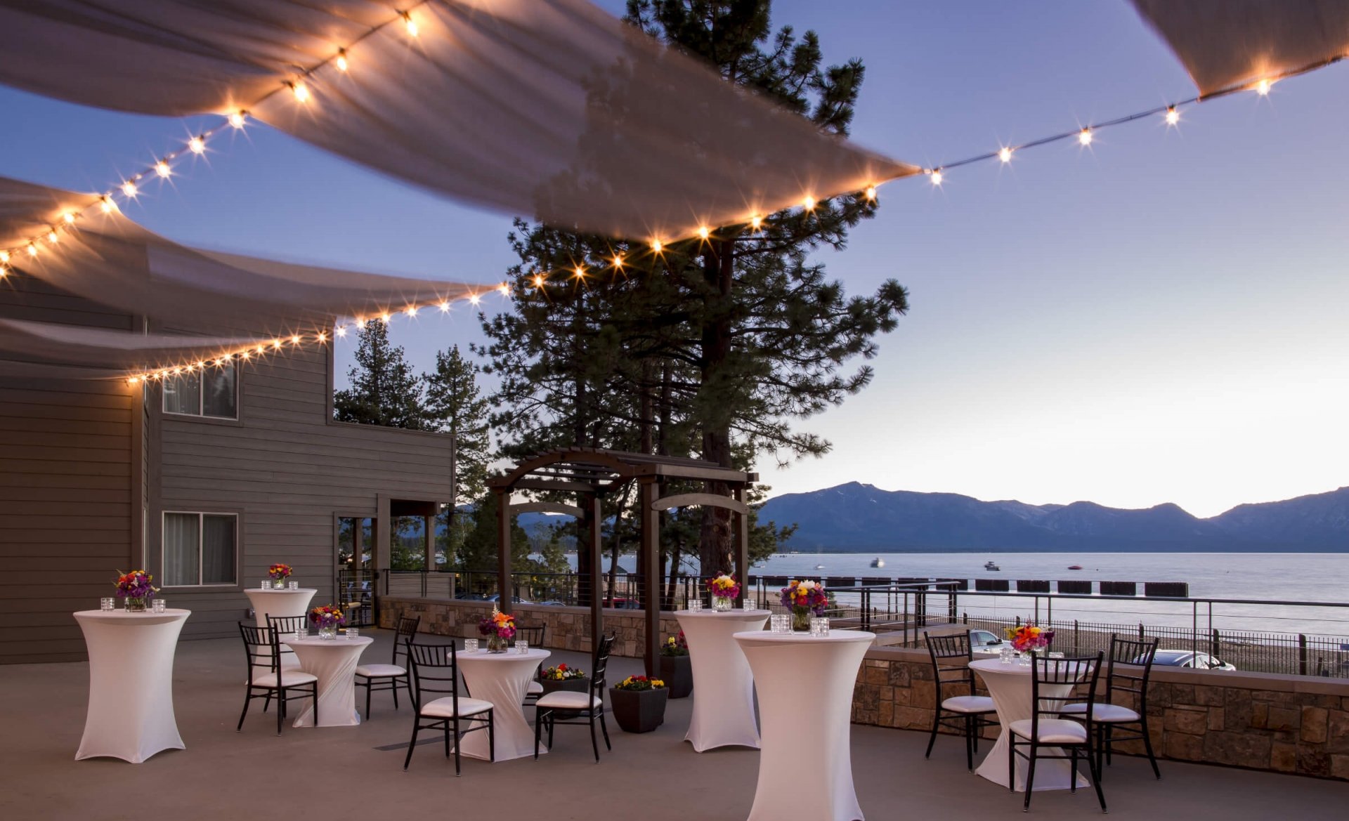 Grand Rooftop Terrace Set Up for an Events in the Evening