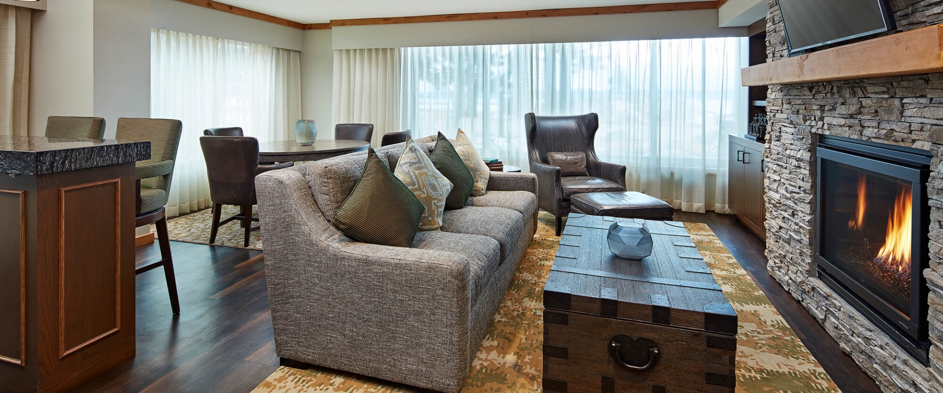 The Lakefront 1 Bedroom Living Room at The Landing Lake Tahoe
