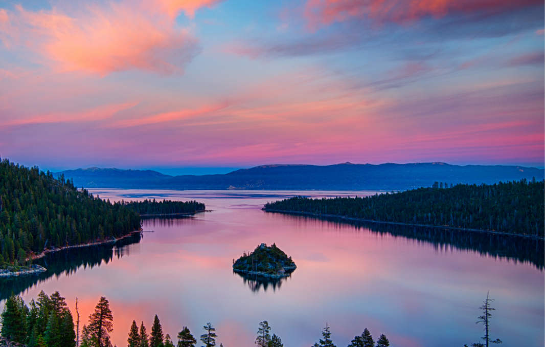 Lake Tahoe with a sunset