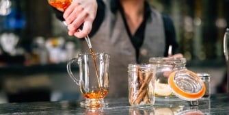 Liquor being poured into a glass