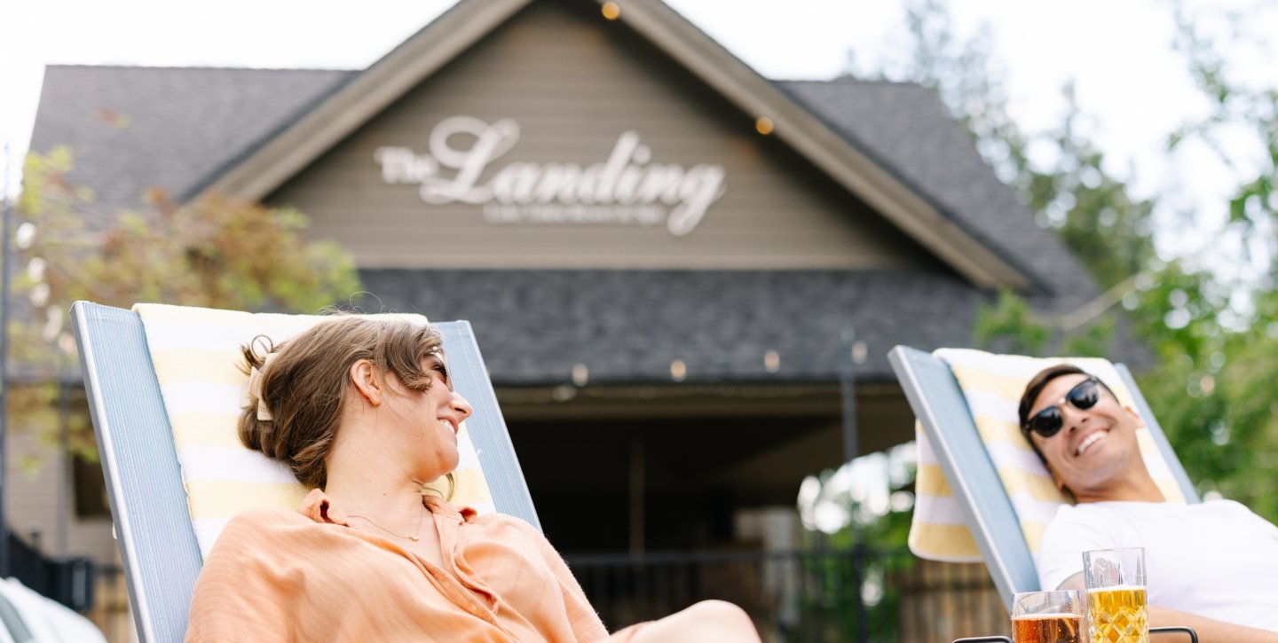 Couple enjoying The Landing Resort Pool