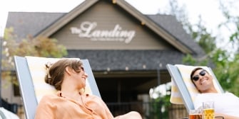 Couple enjoying The Landing Resort Pool