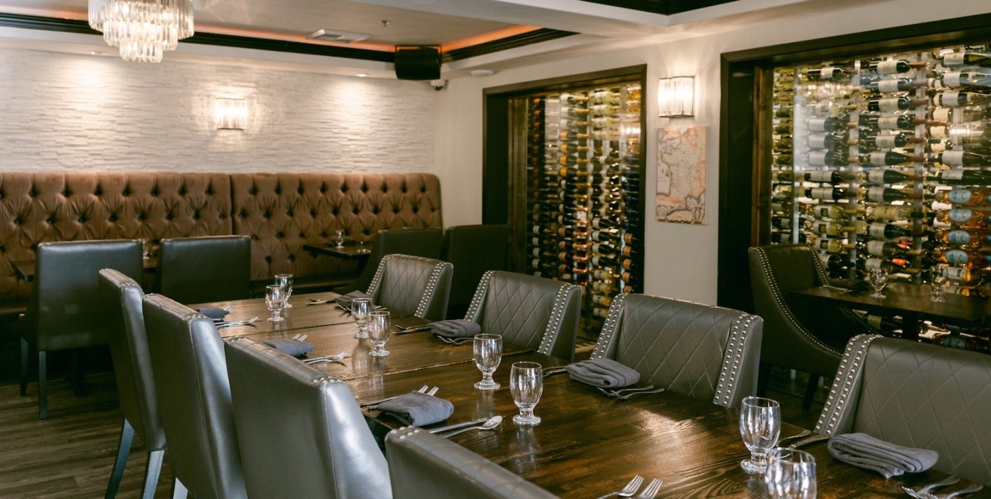 Large dinner table set up