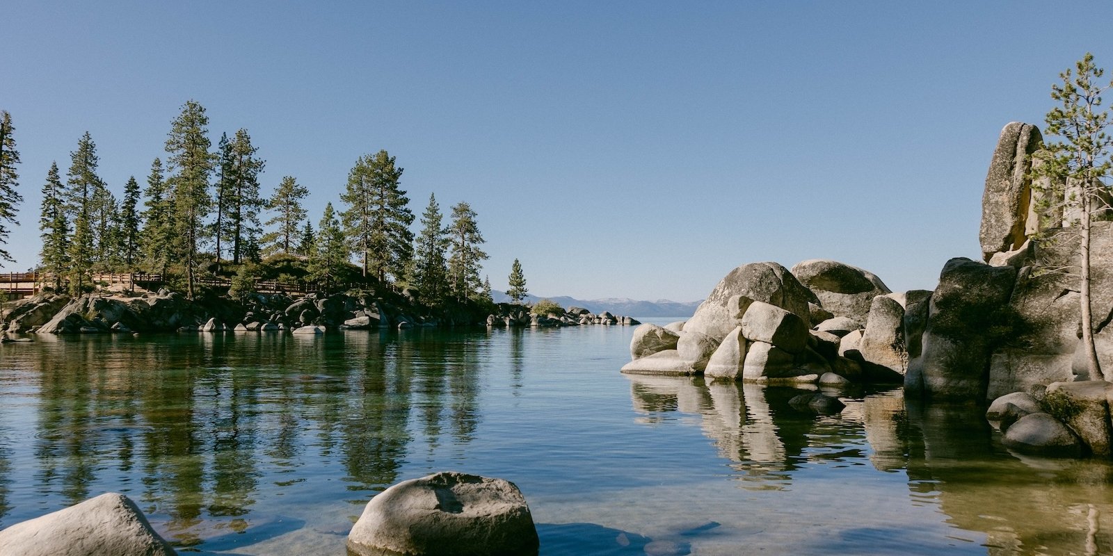 South Lake Tahoe with large rocks