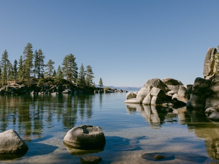 South Lake Tahoe with large rocks