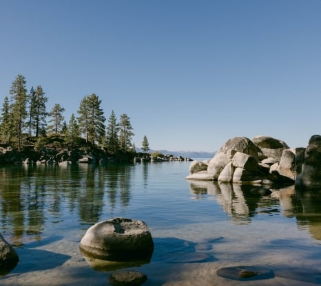 South Lake Tahoe with large rocks