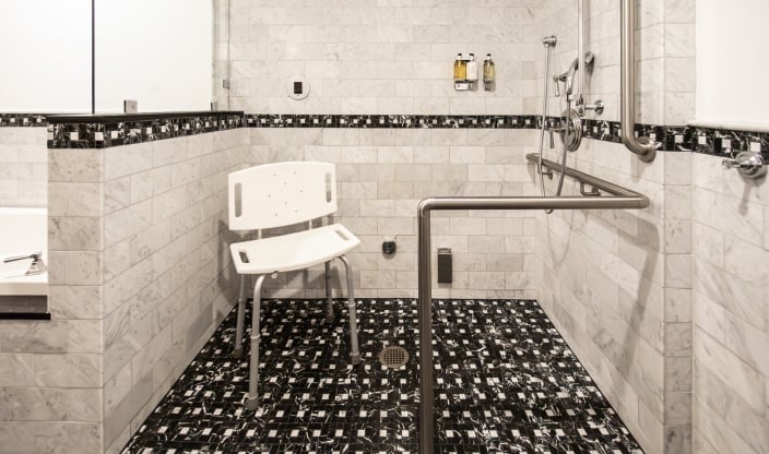 Accessible shower in the bathroom