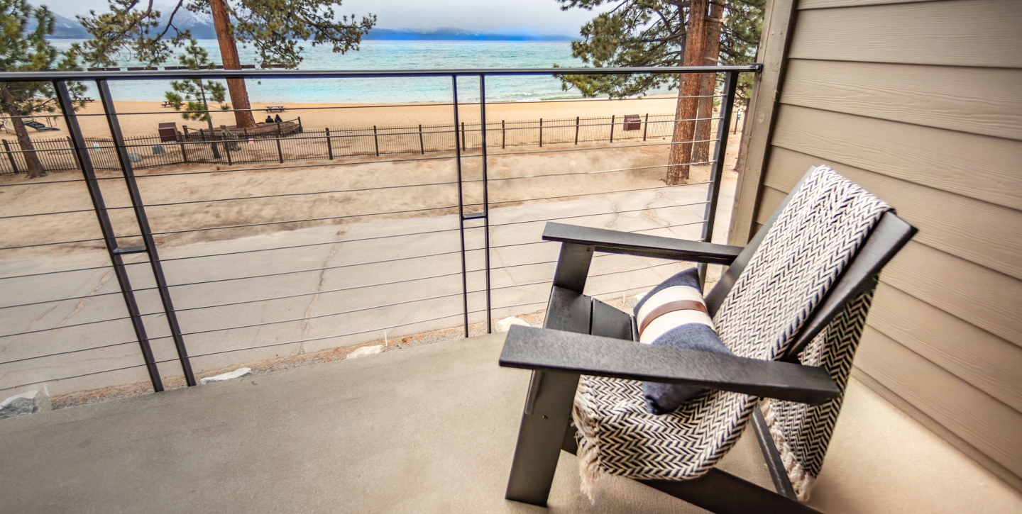 Superior King Bed at The Landing Lake Tahoe Balcony View