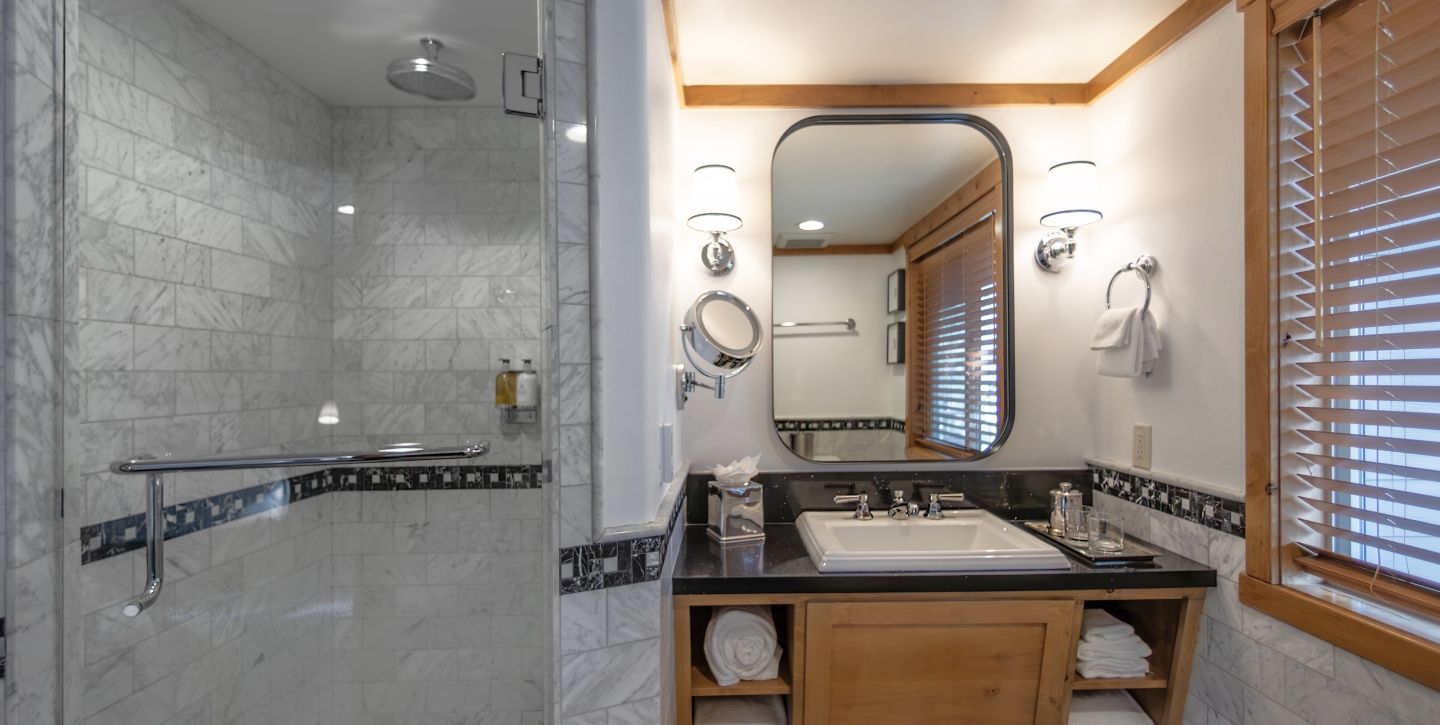 King size bathroom with vanity and shower