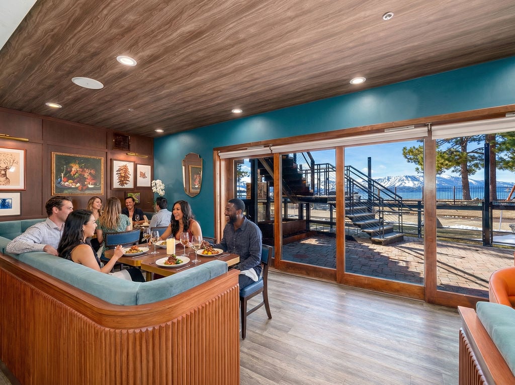 Lakeside Dining Booth with Guests